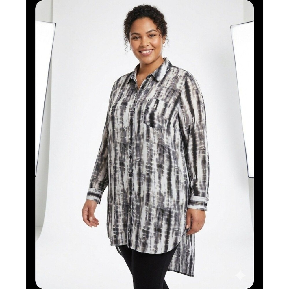 NWT  Tess Hollyday Longline Tunic Shirt Open Back High Low Classic Sz Plus 2x